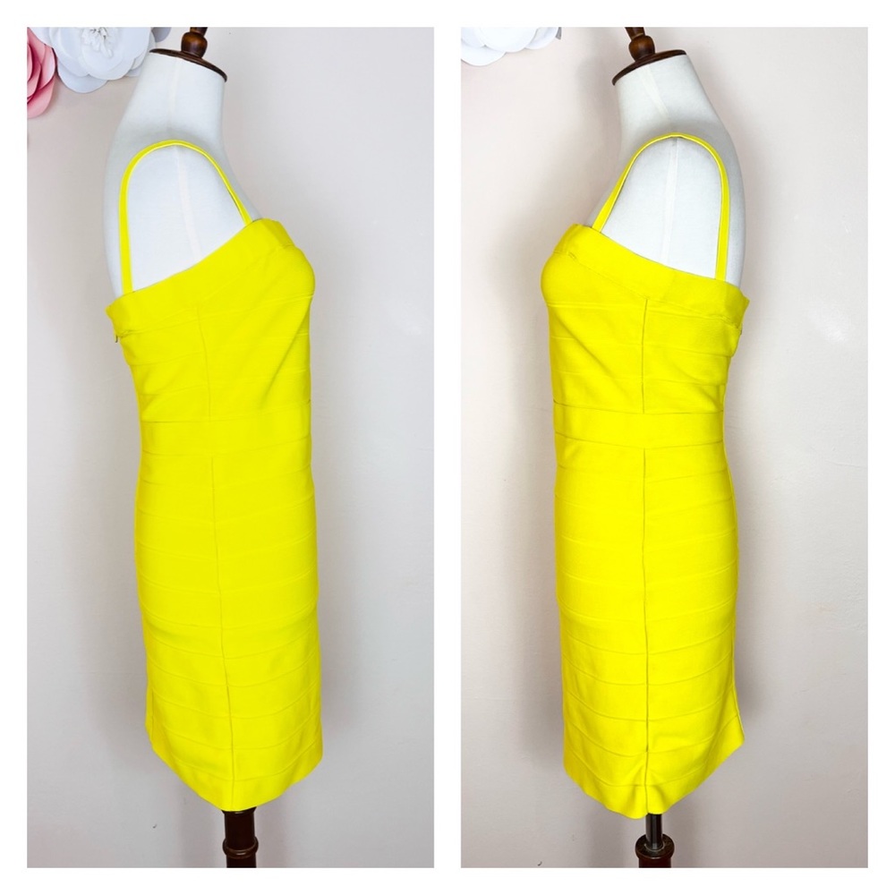 HERVE LEGER Stretchy Bandage Mini Dress in Yellow - Picture 9 of 11